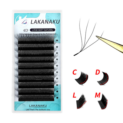 LAKANAKU 6D W Shaped L M Curl Cilios 5D W Clover Russian Eyelashes Extension Volume Lashes Extension Angle W Shape Mink Lashes