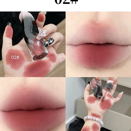 QIBEST 1PC Sexy Red Women's Lipstick Long Lasting Waterproof Liquid Lipstick Matte Lip Mud Non-Stick Cup Lip Gloss Tint Makeup