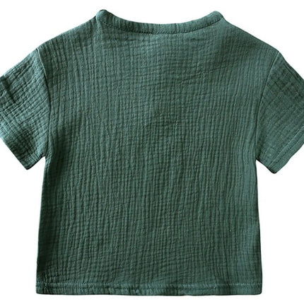8-Piece Set Children's Clothing Boys & Girls Short Sleeve Summer Style Set Children's Cotton-Linen Button T-Shirt Shorts