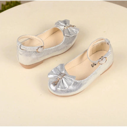 Spring Autumn Kids Leather Shoe Elegant Bowtie Girl Princess Shoes Fashion Casual Wedding Children's Flats Ankle-strap Versatile