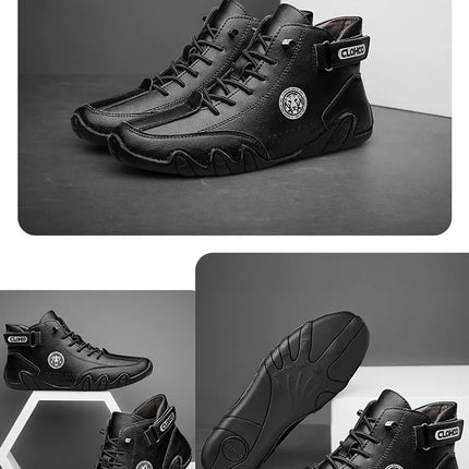 CLOHOO Hand-Sewn Octopus Design Men's Short Boots High-Top Leather Riding Boots Stylish Men's Footwear