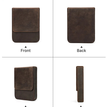 CONTACT'S FAMILY Handmade Fountain Pen Case Genuine Leather Holder Pencil Pouch Retro Pen Box Organizer School Office Men Women