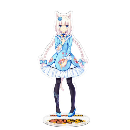 Anime Nekopara Chocolat Vanilla Twin Sisters Stand Model Plate Keychain Desk Decor Cat Girls Acrylic Figures Standing Sign Gift