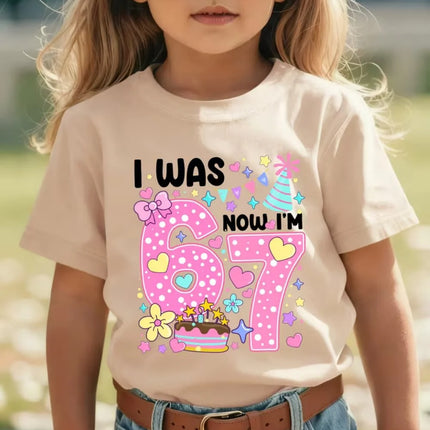 67 Meme T-Shirt for Girls 6-7 Years Old Birthday Party Gifts Summer Short Sleeve Tees Crew Neck Graphic Y2k Children's Clothing