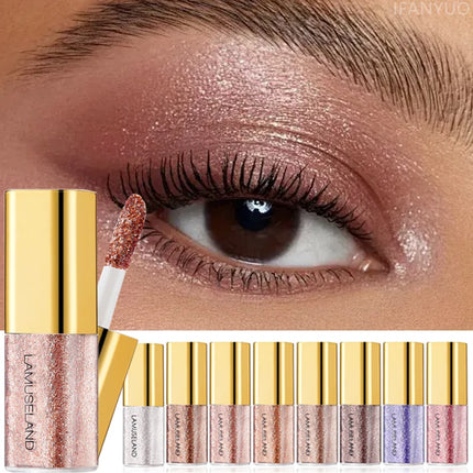Pearly Liquid Eyeshadow Makeup Natural Smokey Silver Shimmer Glitter Diamond Shadows for Eyelids Waterproof Beauty Highlighter