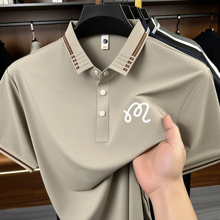 Designer Men's New Seamless Exquisite Print Polo Shirt Cool Short Sleeved Fashion Solid Color T-shirt Business Casual Men's Wear