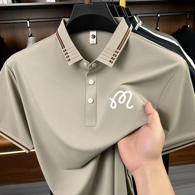 Designer Men's New Seamless Exquisite Print Polo Shirt Cool Short Sleeved Fashion Solid Color T-shirt Business Casual Men's Wear