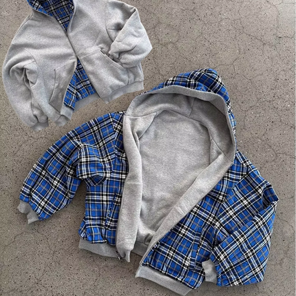 2025 New Oversized Reversible Hoodie High Quality Luxury Designer Clothing Cotton Hoodie with Plaid Lining Sweatshirt Streetwear