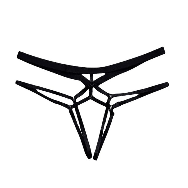 Women Sexy Garter Belt Low-rise Bandage Thong BDSM Bodystockings Non-marking Open Gear Panties Fetish Erotic  Gothic Bodysuit