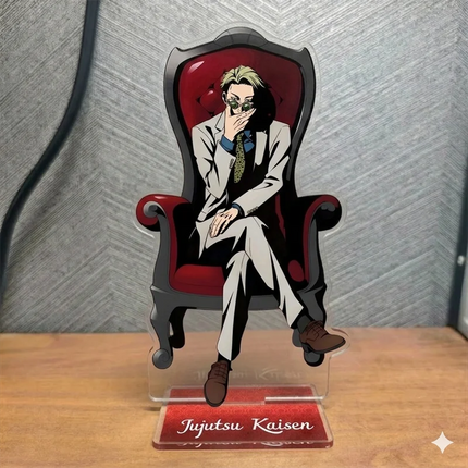 Anime Jujutsu3 Peripherals Black Chair Sitting Pose Zen'in Naoya Figure Acrylic Stand Yuji Itadori Figurine  Keychain Plate Toys