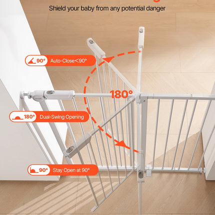 SucceBuy Baby Gate 28/30/36 Inches High Dog Gate Easy Step Walk Thru Child Pet Security Pressure Mount Kit Wall Cups Doorways