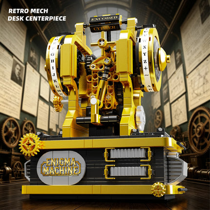 ENIGMA MACHINE Mechanical Cipher Decoder Model Kit Retro Typewriter Building Blocks Steam Punk Educational Toy Bricks for Kids G