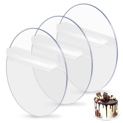 2 Pieces Acrylic Cake Pans Round Happy Birthday Cake Boards Clear Acrylic Decorations for Cake Baking DIY Desserts and Crafts