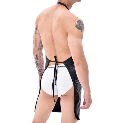 Sexy Men Erotic Open Crotch Faux Leather Apron Man Underwear Bodysuit Lingerie Clubwear Cosplay Costume Chef Butcher