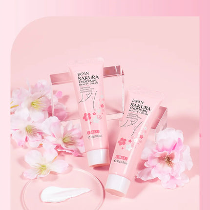 Japan Sakura Underarm Tightening Cream Knee Buttocks Dark Skin Bleach Improve Melanin Pigmentation Dull Moisturizing Brighten