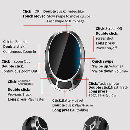 TikTok remote, scrolling ring, finger mouse, bluetooth page turner, , wireless video controller, ebook pag turner,