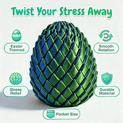 3D Printed Dragon Egg Sensory Fidget Toy Transformable Anti-Anxiety Stress Relief Decompression Toy for Teens Adults Office