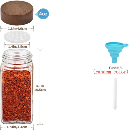 Glass vanilla seasoning jar with solid wood seasoning jar lid, labeled seasoning container, sealed empty glass seasoning contain