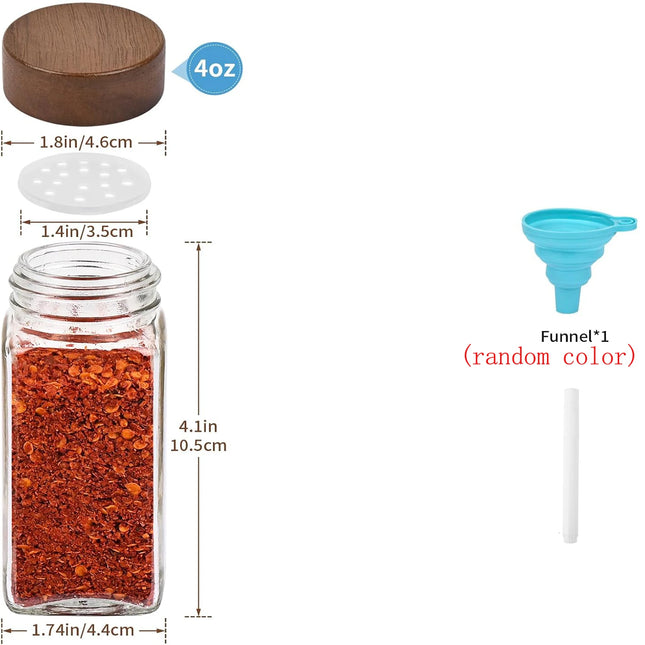Glass vanilla seasoning jar with solid wood seasoning jar lid, labeled seasoning container, sealed empty glass seasoning contain