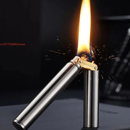 New Brass NunchakuLighter Windproof Mini RetroGrinding Wheel Ignition FlintFireless Men's Smoking ToyGift