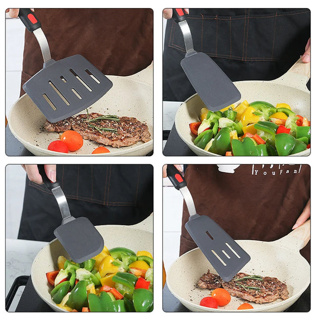 Silicone Spatula for Non Stick Pots High-temperature Resistant Household Stir Fry Spatula Spring Steel Kitchen Utensils