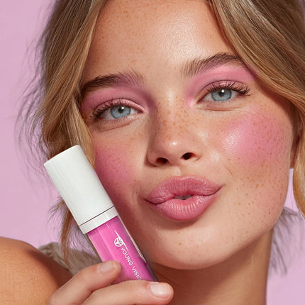 YOUNG VISION 3-Color Beauty Sponge + Liquid Blush Silky Velvet Pink Liquid Blush Natural and Easy to Blend Cosmetics