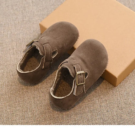 Children Flat Shoes Suede for Winter Kids Moccasins Non-slip Soft Sole 2024 Brand New Boys Girls Leather Shoes Warm Retro Trendy
