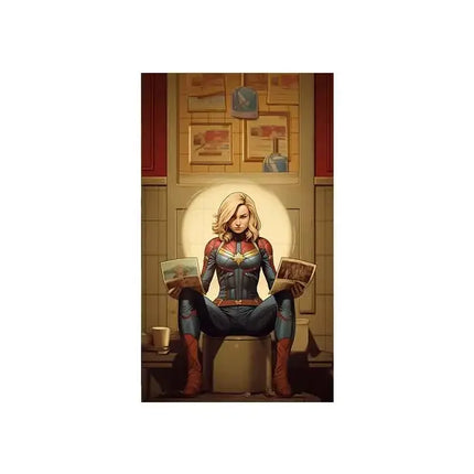 Pop Comic Cartoon Funny Spider-Man Superhero Reading Newspaper Canvas Wall Art Poster, Modern Bathroom Home Room Decor Painting