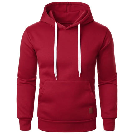 Mens Casual Hooded Collar Drawstring Hoodies Sweatshirts Long Sleeve Shirts Outdoor Streetwear Solid Color Lightweight Pullover