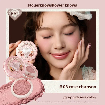 Flower Knows All series Swan Ballet Velvet Embossed Blush Matte Makeup Pressed Blusher Powder Pallet Women Gift Set