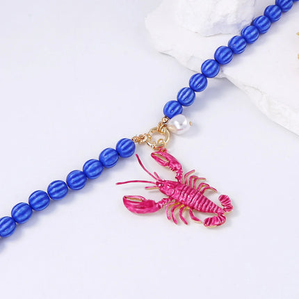 Vintage Personality Animals Necklaces for Women Vintage Beaded Lobster Pendant Necklace Jewelry Neck Accessories