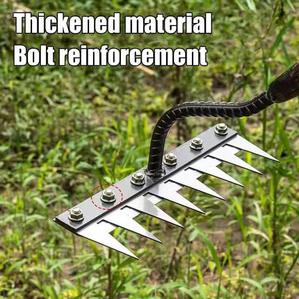 5/6/7/8 Teeth Carbon Steel Garden Hand Rake Farm Tool Weeding Scarifier Agricultural Nail Harrow Metal Harrow Garden WeedingTool