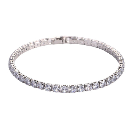 Luxury Hiphop Iced Out 4mm Cubic Zirconia Crystal Tennis Bracelets For Women Men Gold Color Silver Color Bracelet Chain Jewelry