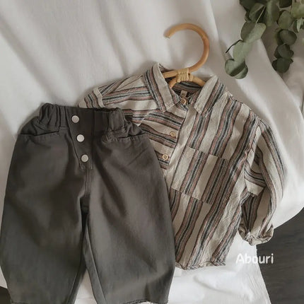 Boys Blouse Cotton Jacket Stripe Print Spring Autumn Kids Shirt Coat Outerwear Lightweight Top Children's Clothing High Quality
