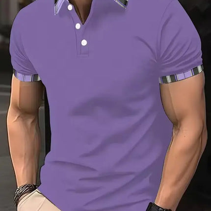 Summer Men's Golf Striped Pattern Polo Short-sleeved Polo Shirt Collar Shirt Business Casual Outdoor 3d Printed Geometric Polo