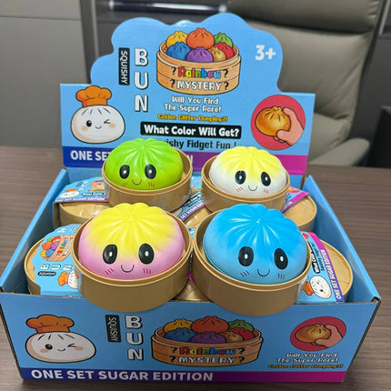 Dumpling Squishies Rainbow Dumpling Squeeze Ball Fidget Toy Mystery Blind Box Pinch Stress Relieve Slow Rebound Ornamnet