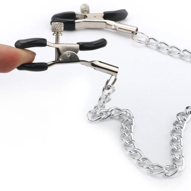 1 Pair Flirting Sex Toys Metal Fantasy Nipple Clamps with Chain for Men Women BDSM Bondage Breast Massage Clips Erotic Products