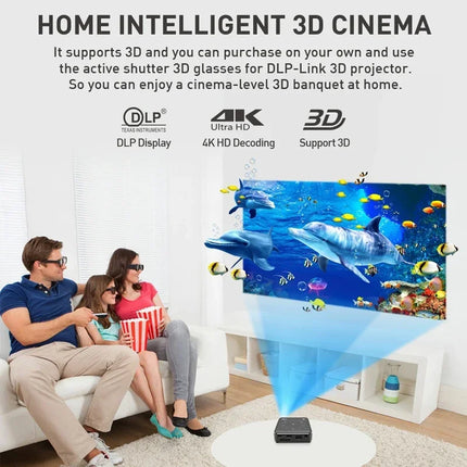 VIVICINE P11 Mini Portable Projector Android 9.0 DLP 4K Support Pocket 3D WiFi BT Battery 1.5H Power Bank Home Theater