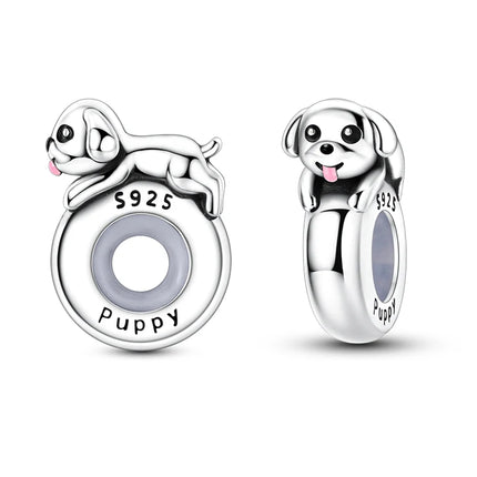 Lucky Clover Clip Charms 925 Sterling Silver Original Black Cat Stopper Clamp Silicone Spacer Charm For DIY Jewelry Bracelet