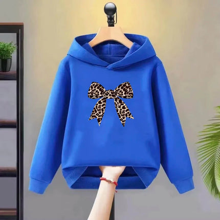 Children's leopard print butterfly festival hoodie, suitable for boys and girls aged 7-14, stylish and comfortable hoodie