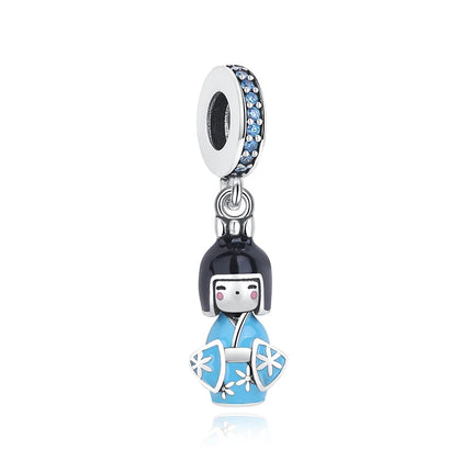 925 Sterling Silver Charms Beads Original Japanese Doll Fortune Cat Charm Fit Brand Bracelets Bangles DIY Jewelry For Women