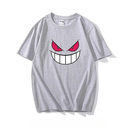 Pokémon Gengar Printing Tee Pure Cotton T-shirt Men's 2026 Summer Fashion Oversize Street Casual Y2K Tops Streetwear Clothing