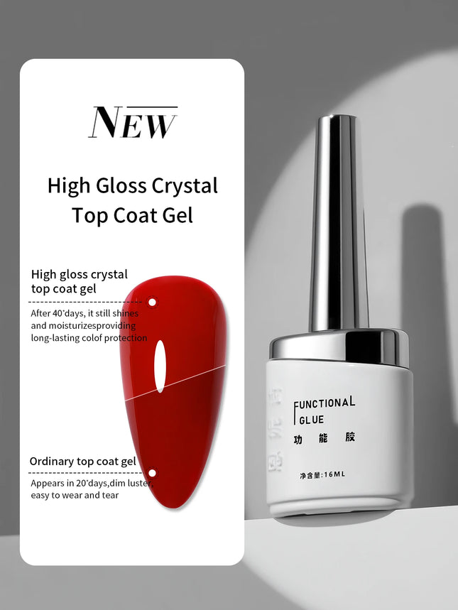 16ML Top Coat Glossy Shine Finish Long Lasting Soak Off Nail Clear UV Nail Lamp Gel for Gel Nail Polish salon Nail Art Design