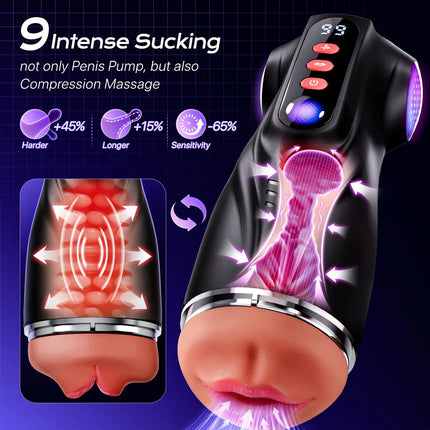 2026 Sex Toys for Men Male Masturbator 3 Sleeves Pocket Pussy Penis Pump with 9 Sucking 9 Vibrating APP Control Adult