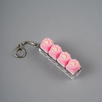 Cat Claw Button Decompression Toy Mechanical Keyboard 4-Key Shaft Tester Luminous Decompression Button Keyboard Keychains
