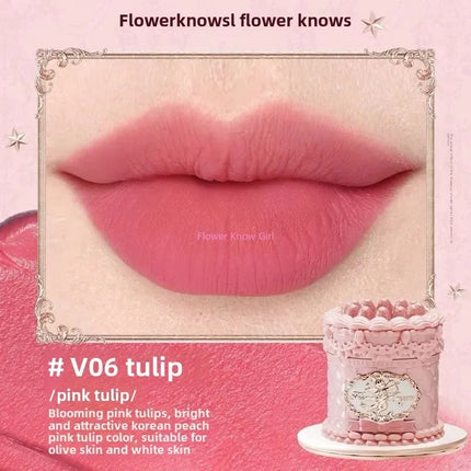Flower Knows Strawberry Cupid Cake Lip Mud Mist Matte Velvet Lip Cream Lip Makeup 5ml