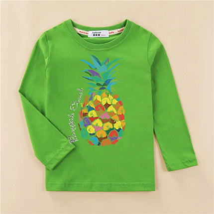 Aimi Lakana Kids Cotton T-Shirt Boys Long Sleeve Tops Pineapple Print Shirt Girls Spring Autumn Shirts