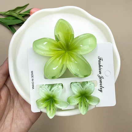 3pcs/set Flower Claw Clip Women Hawaiian Girl Hair Accessories Flower Ponytail Clip Clamp Barrettes Hairpin Summer Beach Jewelry