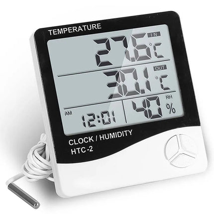 HTC-1 HTC-2 LCD Electronic Digital Temperature Humidity Meter Home Thermometer Hygrometer Indoor Outdoor Weather Station Clock