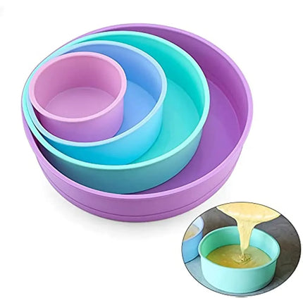 4/6/8/10 Inch Round Silicone Cake Mold Baking Pan for Mousse Fondant Pastry Dessert Jelly Reusable Non-Stick Cylinder Mold